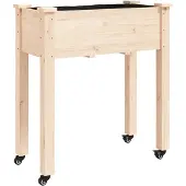 vidaXL Jardinière sur roues avec doublure 71x37x80 cm bois de sapin