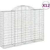 vidaXL Gabions avec arc surélevé 12pcs 200x30x140/160cm Fer galvanisé