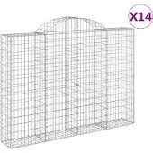 vidaXL Gabions avec arc surélevé 14pcs 200x30x140/160cm Fer galvanisé