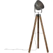 QAZQA Lampadaire industriel trépied en acier avec bois inclinable - Emado
