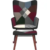 vidaXL Chaise À Bascule Avec Tabouret Patchwork Tissu