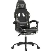 vidaXL Chaise de jeu avec repose-pied Noir et camouflage Similicuir
