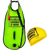 Buddyswim Caution Swimmer At Work Buoy 28l Jaune 28 Liters