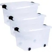 Siena Home Boîte de rangement Anzio 60 l, lot de 3 avec roulettes