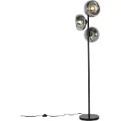 QAZQA Lampadaire Art Déco noir avec verre fumé 3 lumières - Ayesha