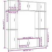 vidaXL 8 pcs. Ensemble de meuble TV Blanc Matériau dérivé du bois