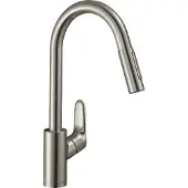 Hansgrohe Mitigeur de cuisine 240 avec douchette extractible 2 jets aspect acier inox Focus M41