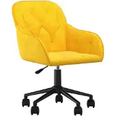 vidaXL Chaise de bureau pivotante jaune velours