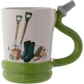 Puckator Garten Werkzeug Gartenschlauch geformter Henkel Tasse aus Dolomit-Keramik