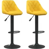 vidaXL Tabouret de bar 2 pcs jaune moutarde velours