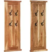 vidaXL Porte-manteaux 2 pcs Bois massif d'acacia 38x100 cm