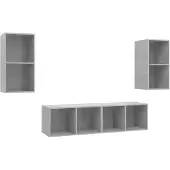 vidaXL Meubles TV muraux 4 pcs Béton Gris Bois d'ingénierie