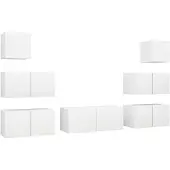 vidaXL Ensemble d'armoires TV 7 pièces blanc bois composite