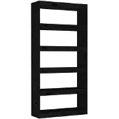 vidaXL Bibliothèque/Séparateur de pièce Noir 80x30x167,4 cm Pin massif