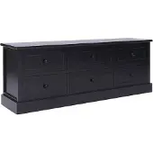 vidaXL Armoire TV noire 108x30x40 cm en bois massif de paulownia