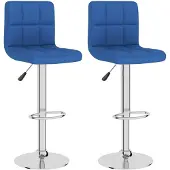 vidaXL Tabouret de bar 2 pcs. Tissu bleu