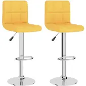 vidaXL Tabouret de bar 2 pcs. jaune moutarde Tissu