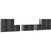 vidaXL Ensemble de 8 meubles TV gris brillant en bois composite