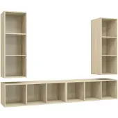 vidaXL Jeu d'étagères "Affinghausen" en panneau de particules en chêne Sonoma. Dimensions (L/H/P) 37x107x37 cm