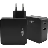 Ansmann 247PD - Adaptateur secteur - 45 Watt - 4700 mA - PD, QC 3.0 - 2 ports de sortie (USB, USB-C) - noir (1001-0095)