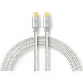 Nedis Câble USB | USB 2.0 | USB-C mâle | USB-C mâle | 480 Mbps | Plaqué or | 3.00 m | rond | Tressé / Nylon | Aluminium | Emballage avec fenêtre NE550667760