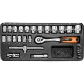 Neo Tools Clé à douille 3/8", jeu de 22 pièces, insert