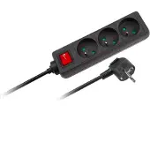 Rebel Câble de rallonge électrique, multiprise, 3 prises, interrupteur, 5m