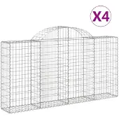 vidaXL Gabions avec arc surélevé 4 pcs. 200x30x100/120cm Fer galvanisé