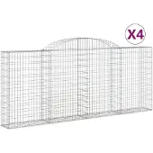 vidaXL Gabions avec arc surélevé 4 pcs. 300x30x120/140cm Fer galvanisé