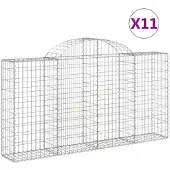 vidaXL Gabions avec arc surélevé 11pcs. 200x30x100/120cm Fer galvanisé