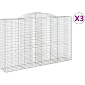 vidaXL Gabions 3 pcs voûtés 300x50x180/200 cm en fer