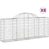 vidaXL Gabions avec arc surélevé 8 pcs. 200x30x80/100 cm Fer galvanisé