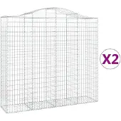 vidaXL Gabions avec arc surélevé 2 pcs. 200x50x180/200cm Fer galvanisé
