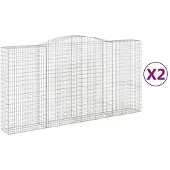 vidaXL Gabions 2 pcs voûtés 400x50x200/220 cm en fer