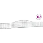vidaXL Gabions avec arc surélevé 2 pcs. 400x30x40/60 cm Fer galvanisé