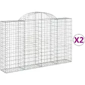 vidaXL Gabions avec arc surélevé 2 pcs. 200x30x120/140cm Fer galvanisé