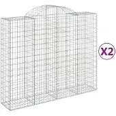 vidaXL Gabions avec arc surélevé 2 pcs. 200x50x160/180cm Fer galvanisé