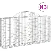 vidaXL Gabions avec arc surélevé 3 pcs. 200x30x100/120cm Fer galvanisé