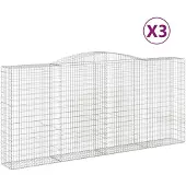 vidaXL Gabions avec arc surélevé 3 pcs. 400x50x180/200cm Fer galvanisé