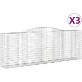 vidaXL Gabions avec arc surélevé 3 pcs. 400x50x140/160cm Fer galvanisé