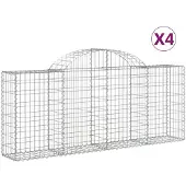 vidaXL Gabions avec arc surélevé 4 pcs. 200x30x80/100 cm Fer galvanisé