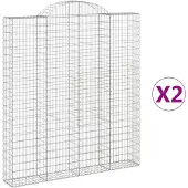 vidaXL Gabions avec arc surélevé 2 pcs. 200x30x220/240cm Fer galvanisé