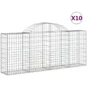 vidaXL Gabions avec arc surélevé 10 pcs. 200x30x80/100cm Fer galvanisé