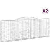 vidaXL Gabions avec arc surélevé 2 pcs. 400x30x140/160cm Fer galvanisé