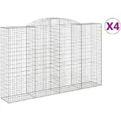 vidaXL Gabions 4 pcs voûtés 300x50x180/200 cm en fer