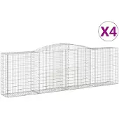 vidaXL Gabions avec arc surélevé 4 pcs. 400x50x120/140cm Fer galvanisé