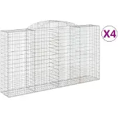 vidaXL Gabions avec arc surélevé 4 pcs. 300x50x160/180cm Fer galvanisé