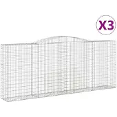 vidaXL Gabions avec arc surélevé 3 pcs. 400x50x160/180cm Fer galvanisé
