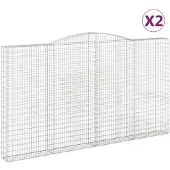 vidaXL Gabions avec arc surélevé 2 pcs. 400x30x220/240cm Fer galvanisé