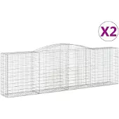 vidaXL Gabions avec arc surélevé 2 pcs. 400x50x120/140cm Fer galvanisé